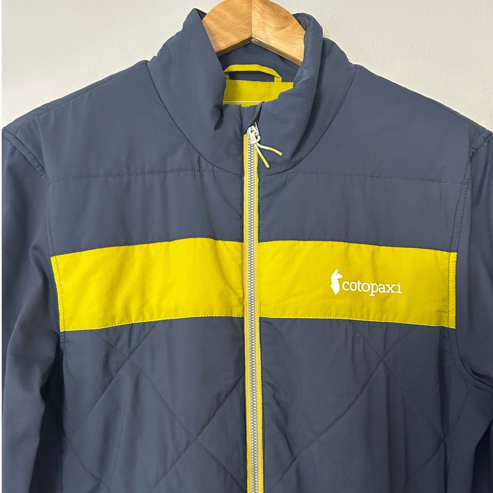 Cotopaxi Monte Hybrid Jacket Mens M Navy Yellow Quilted Full Zip Outdoor Hiking